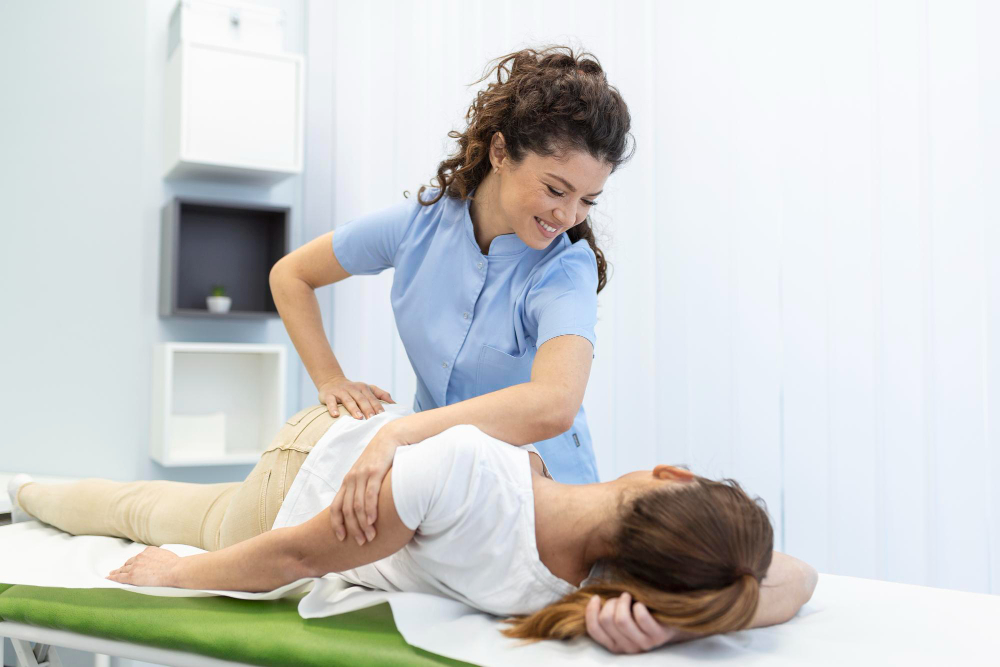 Patient receiving hip pain treatment in Manalapan NJ for improved mobility