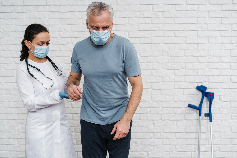 Patient improving mobility after non-surgical sciatica care treatment