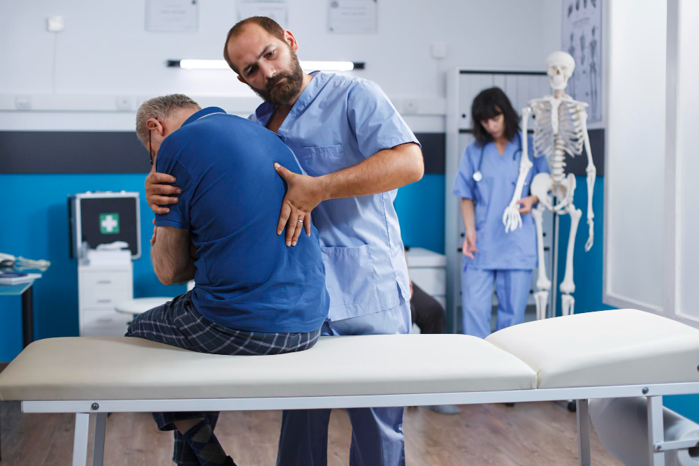 Patient receiving treatment for sciatica and related lower back conditions
